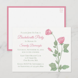Floral Watercolor Pink Flowers Bachelorette Party Invitation Postcard