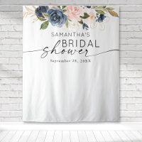 Floral Watercolor Pink Navy Bridal Shower