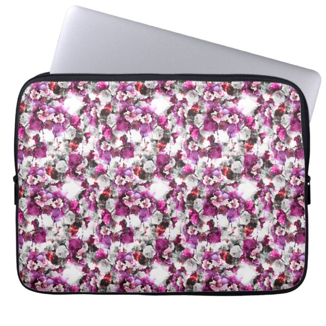 Floral Watercolor - Pink & white abstract design Laptop Sleeve (Front)