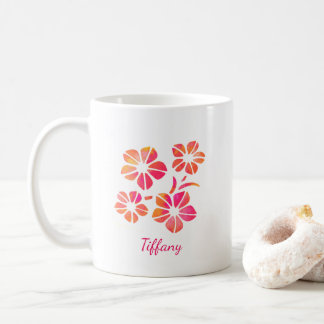 Floral watercolor pink yellow custom saturated coffee mug