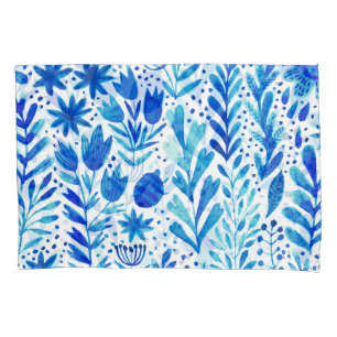 Floral Watercolor Plants Seamless Texture Pillowcase