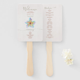 Floral Watercolor Plumeria Terracotta Wedding Hand Fan