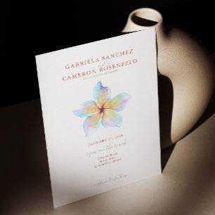 Floral Watercolor Plumeria Terracotta Wedding Invitation