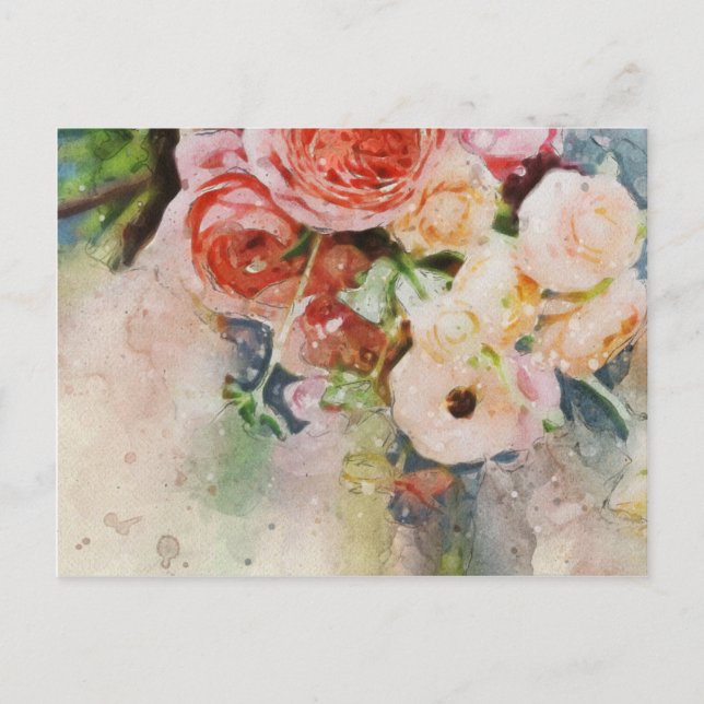 Floral Watercolor Postcard 2 (Front)