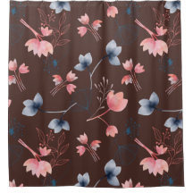 Floral Watercolor Print - Brown Bkgrd