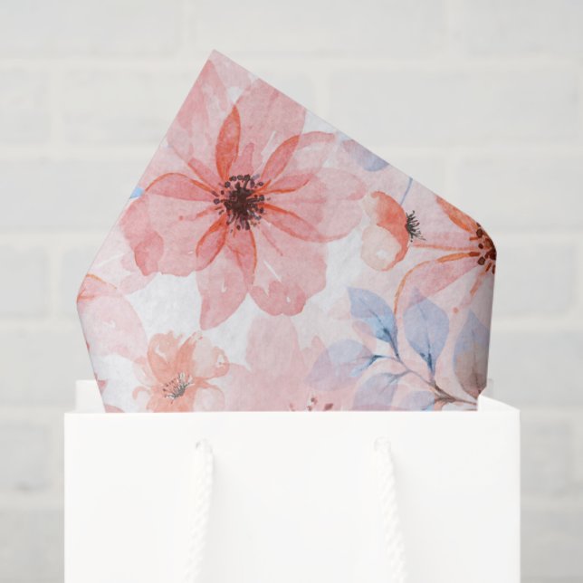 Floral Watercolor Print Tissue Paper (Gift Bag)