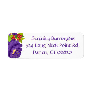 Floral Watercolor Purple Flowers Return Address Label