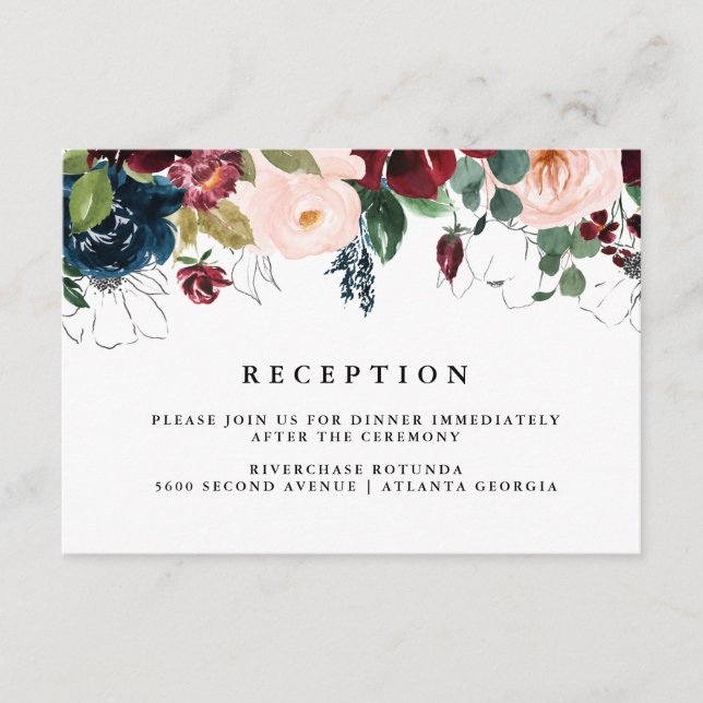 Floral Watercolor Reception Information Insert (Front)