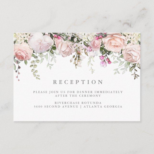 Floral Watercolor Reception Information Insert (Front)