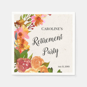 Floral Watercolor Retirement Party Poster Napkin