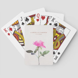 Floral Watercolor Rose Terracotta Wedding Playing Cards