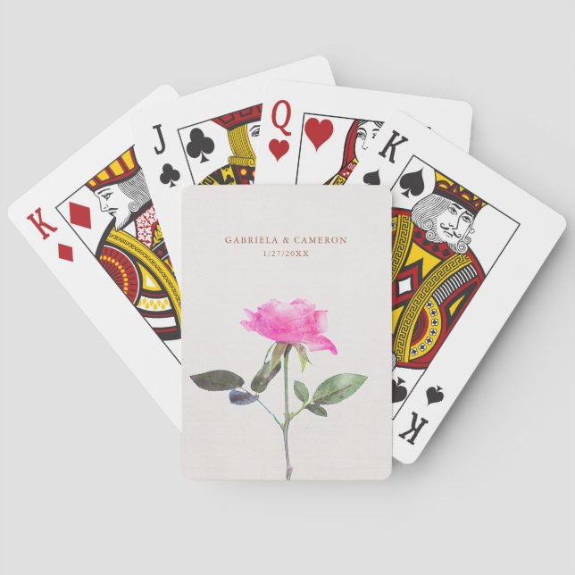 Floral Watercolor Rose Terracotta Wedding Playing Cards (Back)