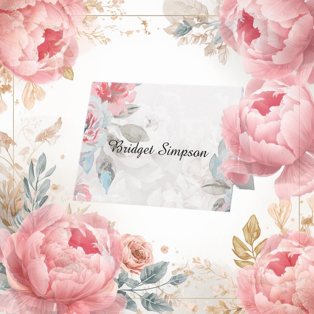 Floral watercolor rose wedding folded seating card (Creator Uploaded)