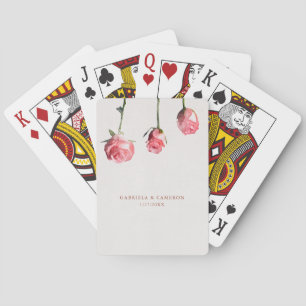 Floral Watercolor Roses Terracotta Wedding Playing Cards