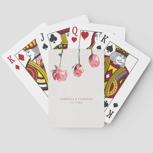 Floral Watercolor Roses Terracotta Wedding Playing Cards (Back)
