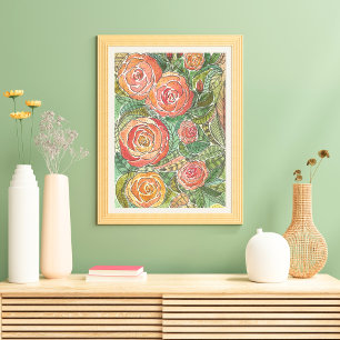 Floral Watercolor Roses Wall Art