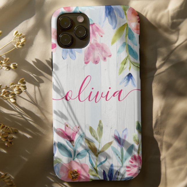 Floral watercolor rustic monogram Case-Mate iPhone case (Creator Uploaded)