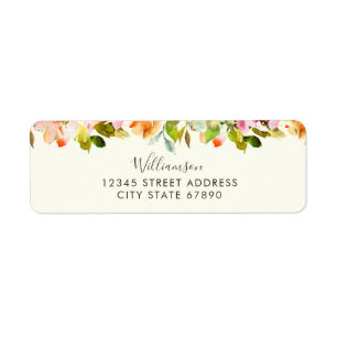 Floral Watercolor Rustic Return Address Label