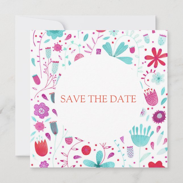 Floral Watercolor Save the Date Invitation (Front)