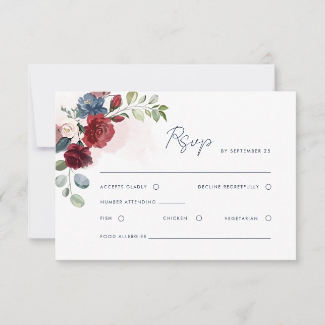 Floral Watercolor Script QR Code Wedding RSVP (Front)