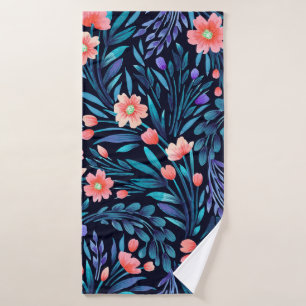 Floral watercolor seamless pattern. bath towel