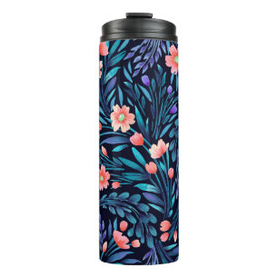 Floral watercolor seamless pattern. thermal tumbler