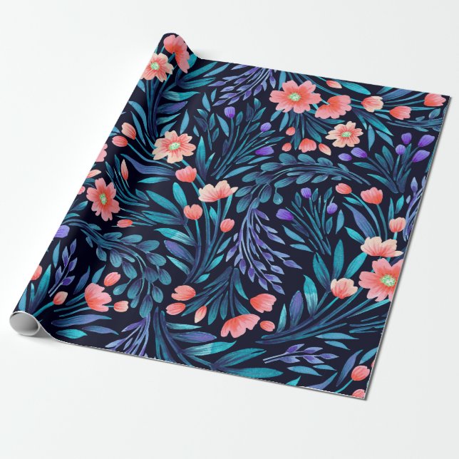 Floral watercolor seamless pattern. wrapping paper (Unrolled)