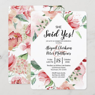 Floral Watercolor She Said Yes Engagement Party Invitation