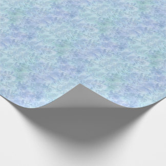 Floral Watercolor Sparkle Pattern Blue Wrapping Paper