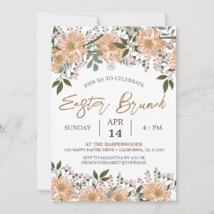 floral watercolor Spring Easter Dinner Invitation