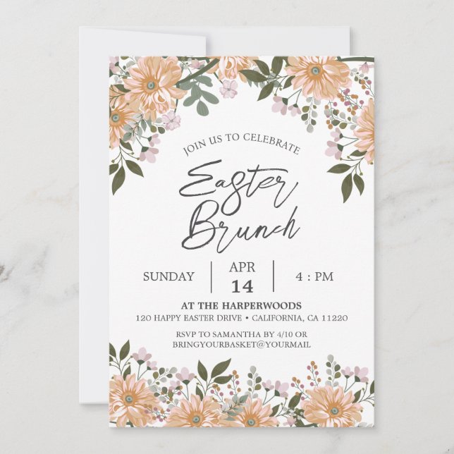 floral watercolor Spring Easter Dinner Invitation (Front)