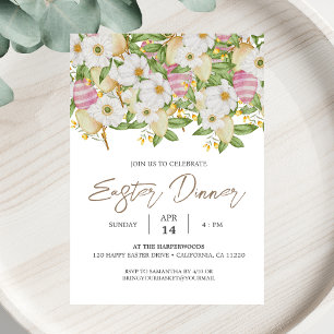 floral watercolor Spring Easter Dinner Invitation