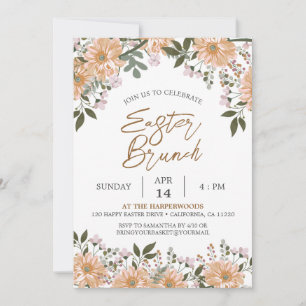 floral watercolor Spring Easter Dinner Invitation