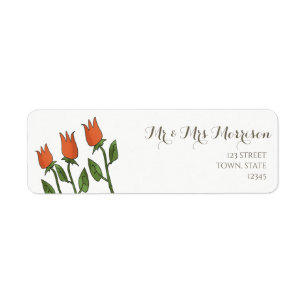 Floral Watercolor Spring Tulips White Pure Elegant Return Address Label