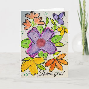 Floral Watercolor Thank You Card