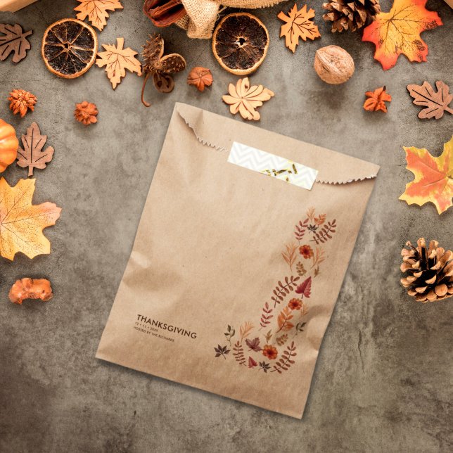 Floral Watercolor Thanksgiving Dinner Favour Bag (Creator Uploaded)