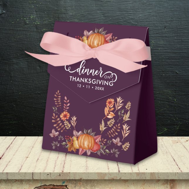 Floral Watercolor Thanksgiving Dinner Favour Box (Creator Uploaded)