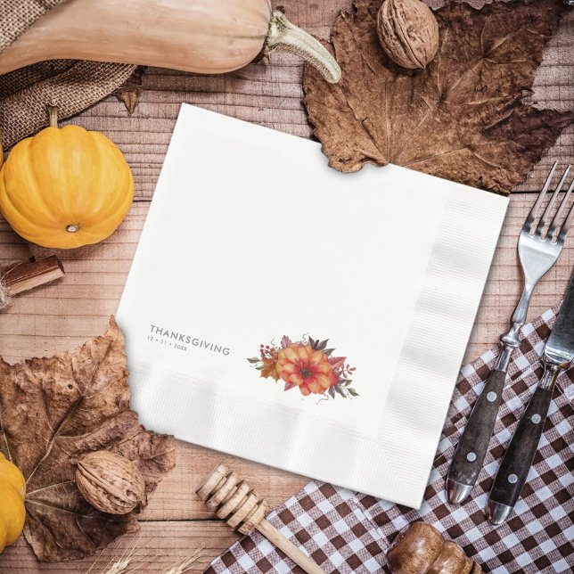 Floral Watercolor Thanksgiving Dinner Napkin (Creator Uploaded)