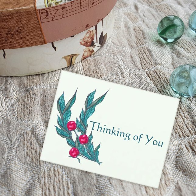 Floral watercolor Thinking of You Holiday Postcard (Creator Uploaded)