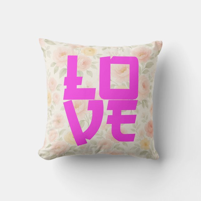 Floral Watercolor Throw Pillow (Front)