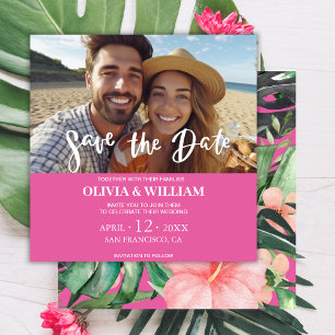 Floral Watercolor Tropical Beach Save the date Invitation
