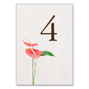 Floral Watercolor Tropical Laceleaf Wedding Table Number