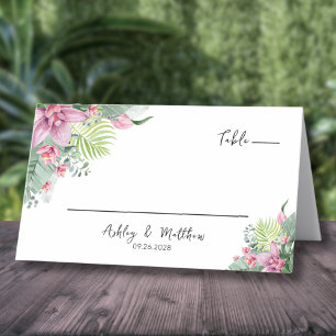 Floral Watercolor Tropical Wedding Place Card