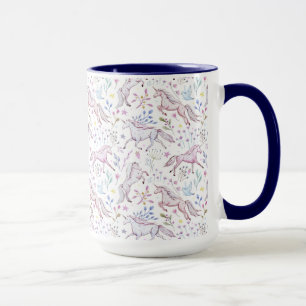 Floral Watercolor Unicorn Pattern Mug