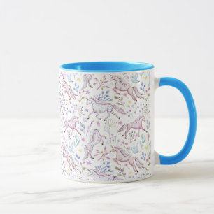 Floral Watercolor Unicorn Pattern Mug