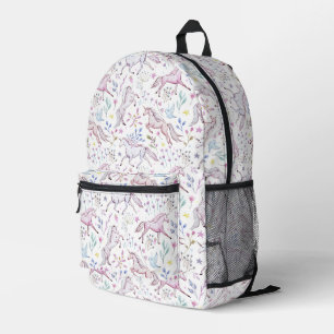 Floral Watercolor Unicorn Pattern Printed Backpack
