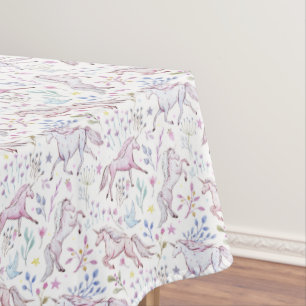 Floral Watercolor Unicorn Pattern Tablecloth