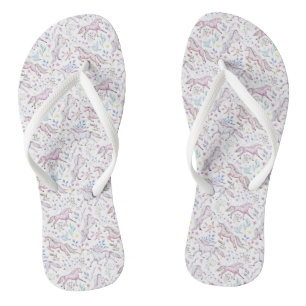 Floral Watercolor Unicorn Pattern Thongs