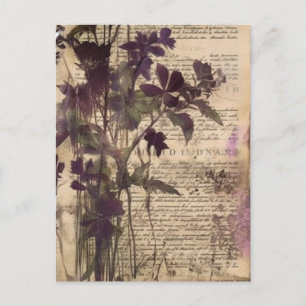 Floral Watercolor Vintage Journal Page Postcard