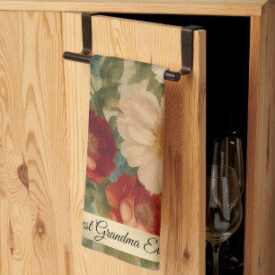 Floral Watercolor Vintage Modern Collection Tea Towel